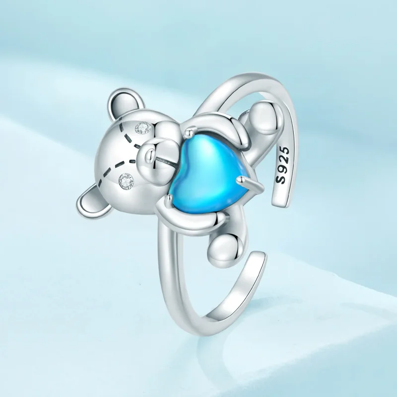 (image for) Pandora Style Hug Bear Opening Ring - SCR921 - View 2