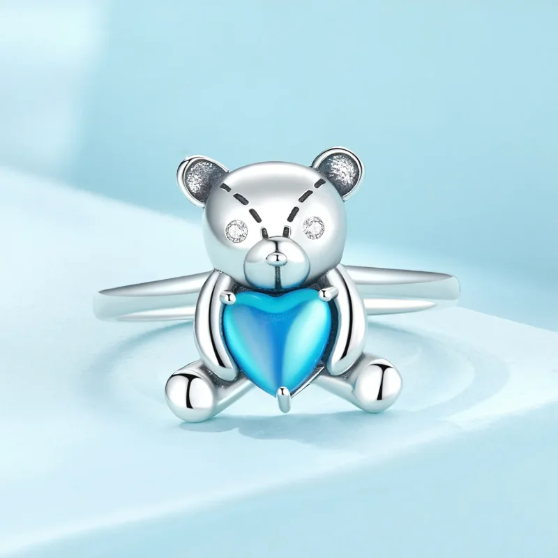 (image for) Pandora Style Hug Bear Opening Ring - SCR921 - View 3