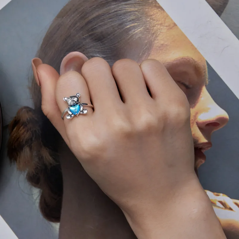 (image for) Pandora Style Hug Bear Opening Ring - SCR921 - View 7