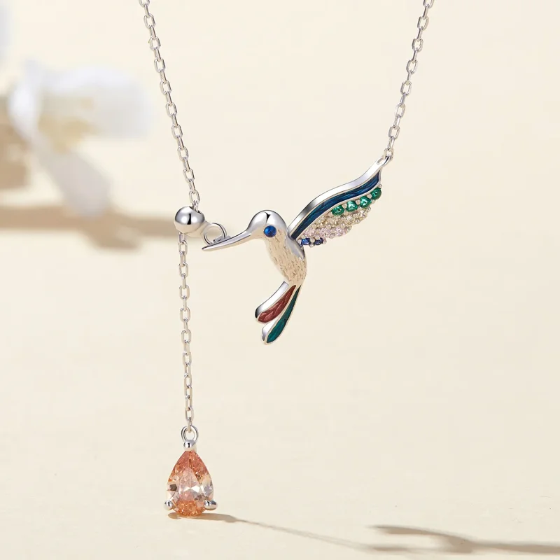 (image for) Pandora Style Hummingbird Necklace - BSN305 - View 2