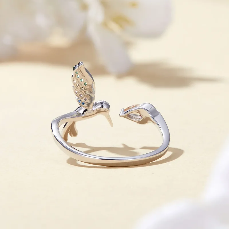 (image for) Pandora Style Hummingbird Open Ring - BSR391 - View 4