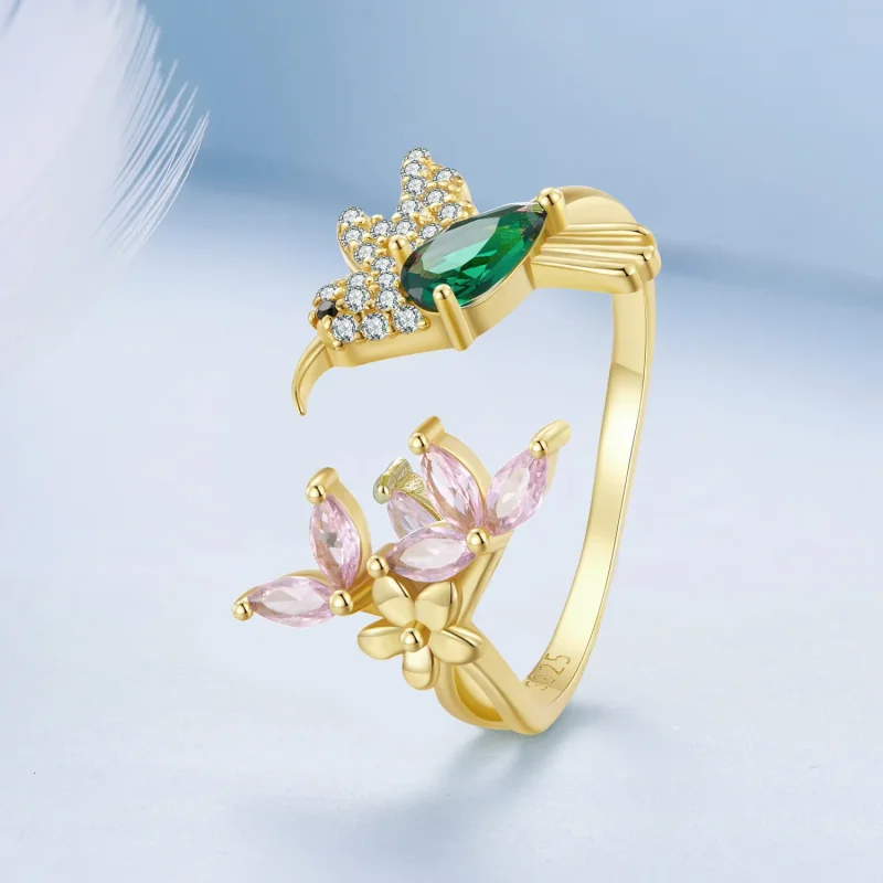 (image for) Pandora Style Hummingbird's Gift-S925 Silver Ring - BSR016-B - View 2