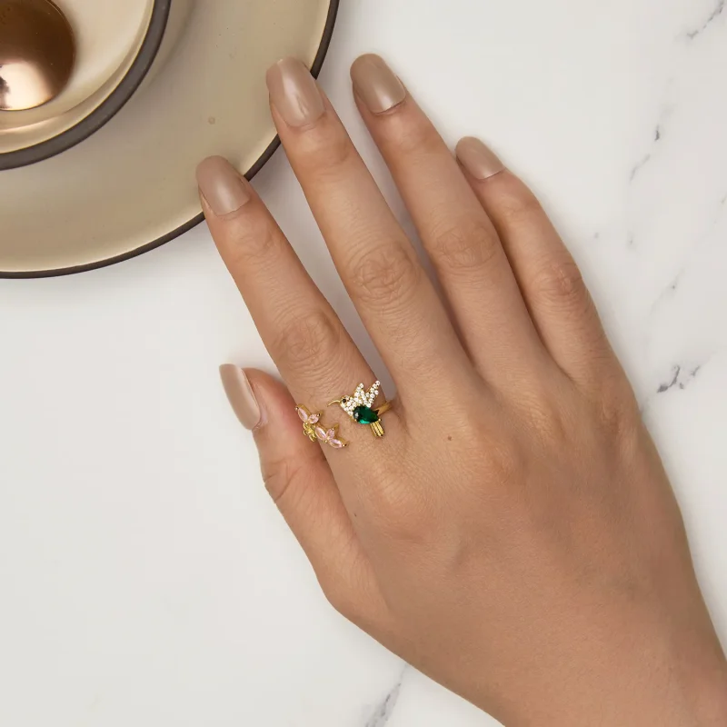 (image for) Pandora Style Hummingbird's Gift-S925 Silver Ring - BSR016-B - View 5