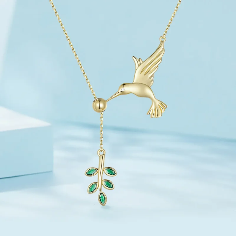 (image for) Pandora Style Hummingbird's Greetings-925 Silver Necklace - SCN217-B - View 2