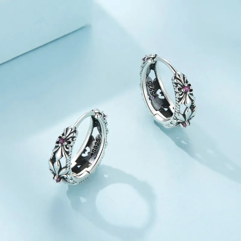 (image for) Pandora Style Iris Vintage Hoop Earrings - SCE1649 - View 3