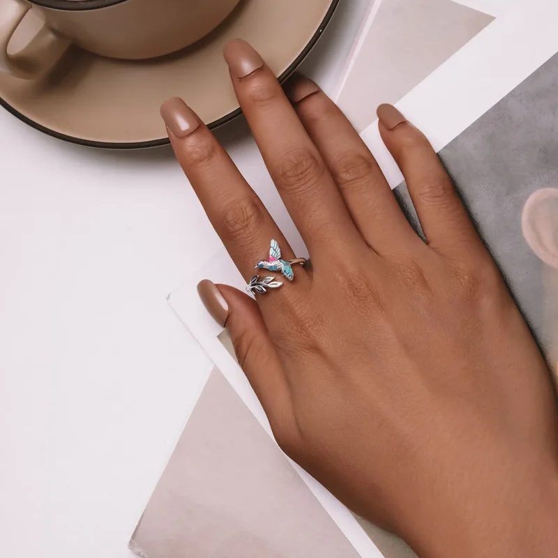 (image for) Pandora Style Kingfisher Open Ring - BSR483-E - View 4