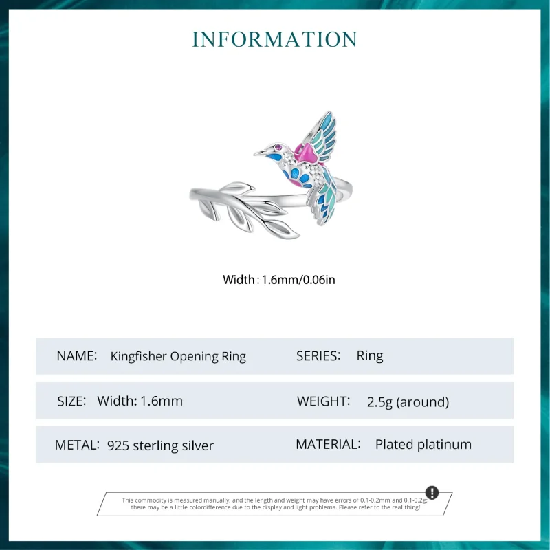 (image for) Pandora Style Kingfisher Open Ring - BSR483-E - View 6