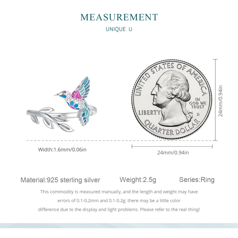 (image for) Pandora Style Kingfisher Open Ring - BSR483-E - View 7