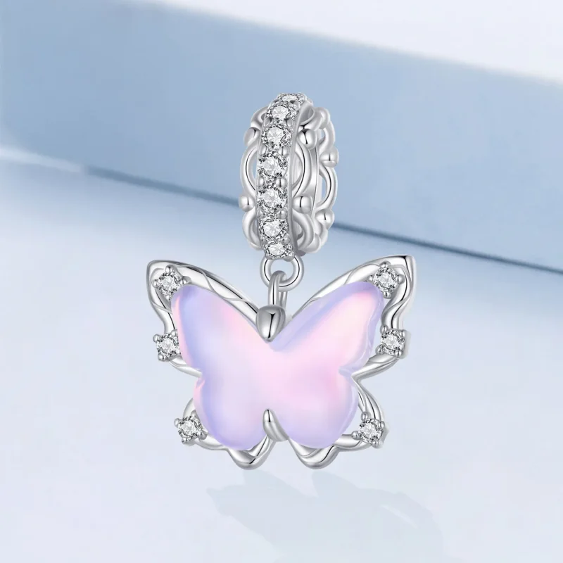 (image for) Pandora Style Lace Butterfly Dangle - BSC925 - View 2