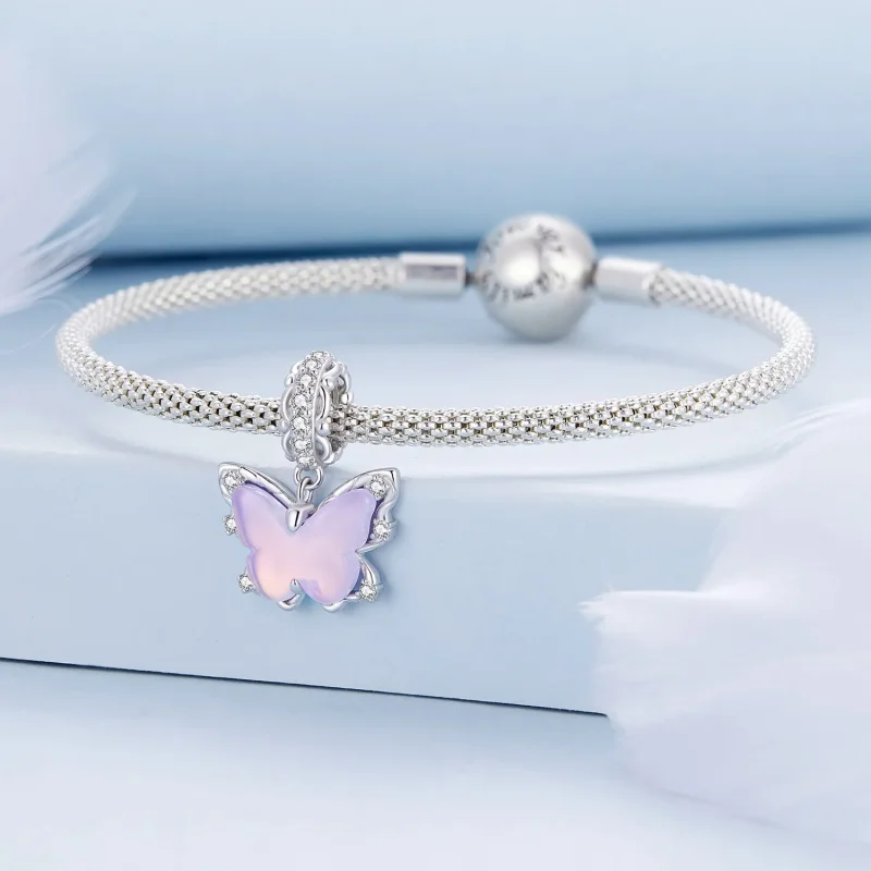 (image for) Pandora Style Lace Butterfly Dangle - BSC925 - View 3