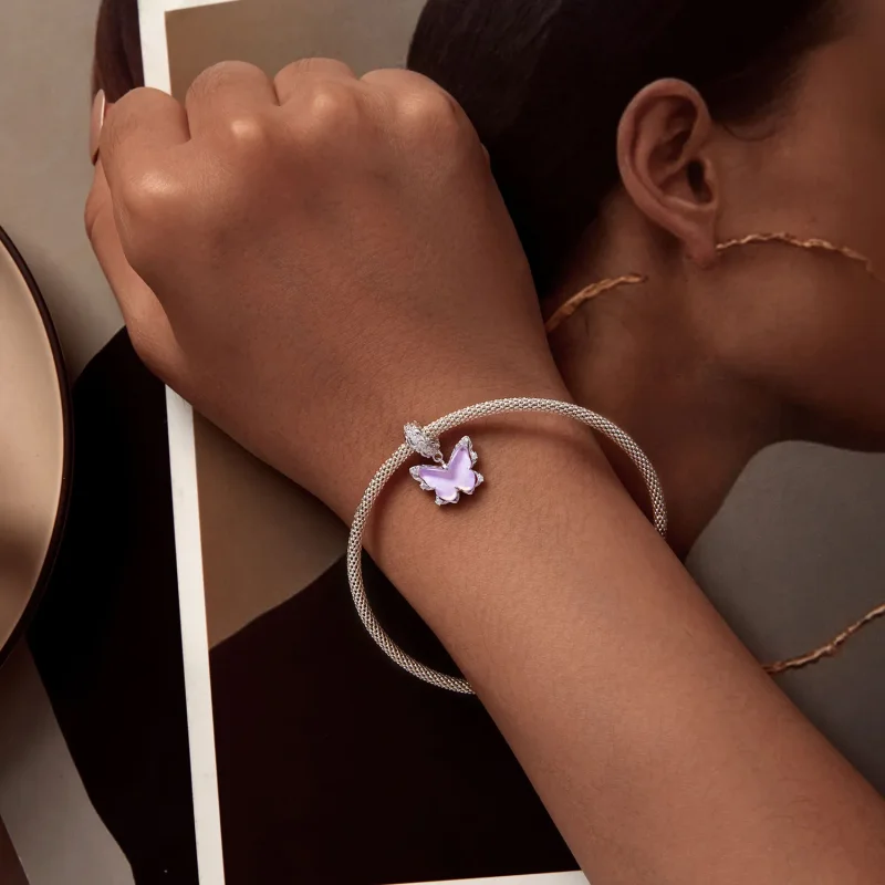 (image for) Pandora Style Lace Butterfly Dangle - BSC925 - View 5