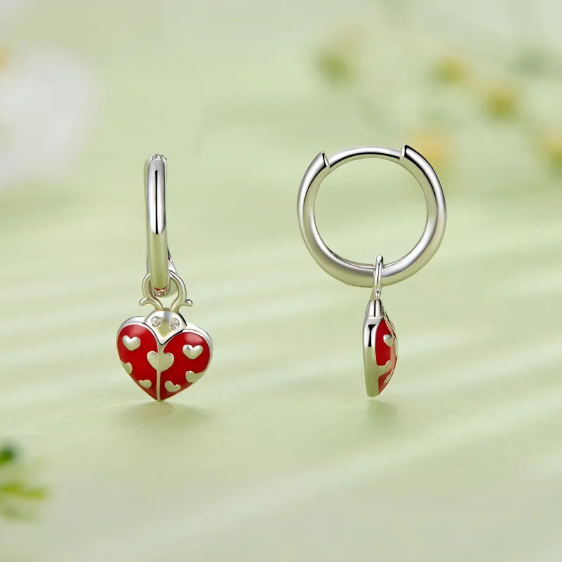 (image for) Pandora Style Ladybug Hoop Earrings - SCE1573 - View 2