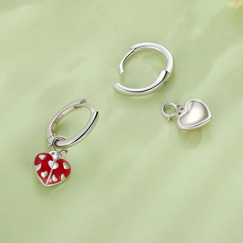 (image for) Pandora Style Ladybug Hoop Earrings - SCE1573 - View 4