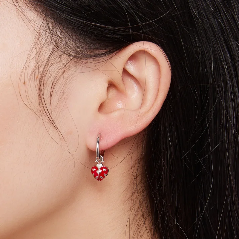 (image for) Pandora Style Ladybug Hoop Earrings - SCE1573 - View 7