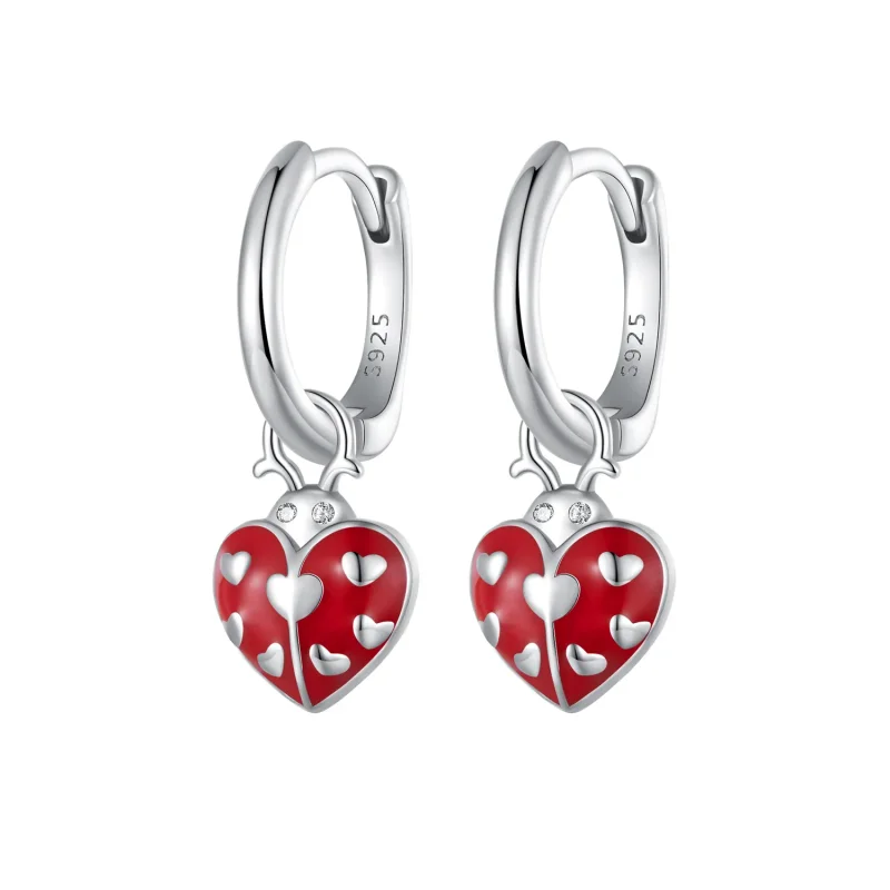 (image for) Pandora Style Ladybug Hoop Earrings - SCE1573 - Product Image