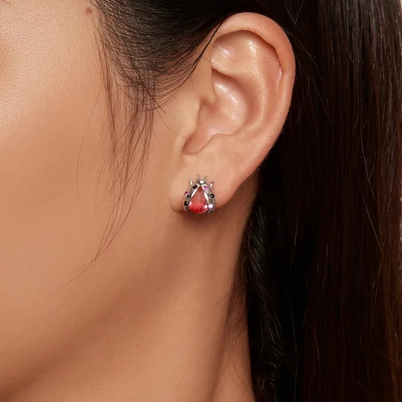 (image for) Pandora Style Ladybug Studs Earrings - SCE1634 - View 7