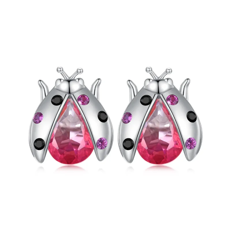 (image for) Pandora Style Ladybug Studs Earrings - SCE1634 - Product Image