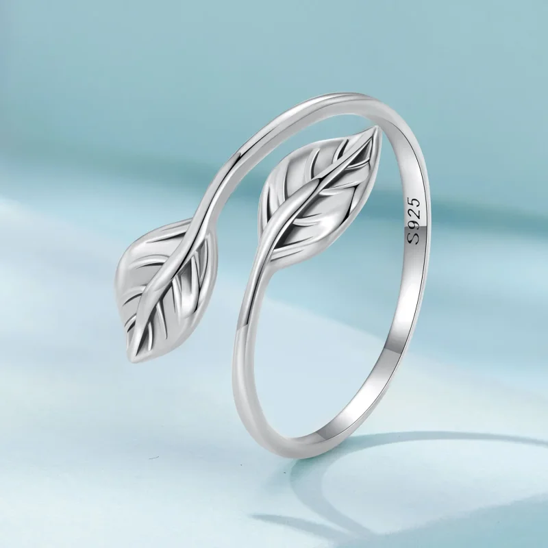 (image for) Pandora Style Leaf Opening Ring - SCR975-E - View 2