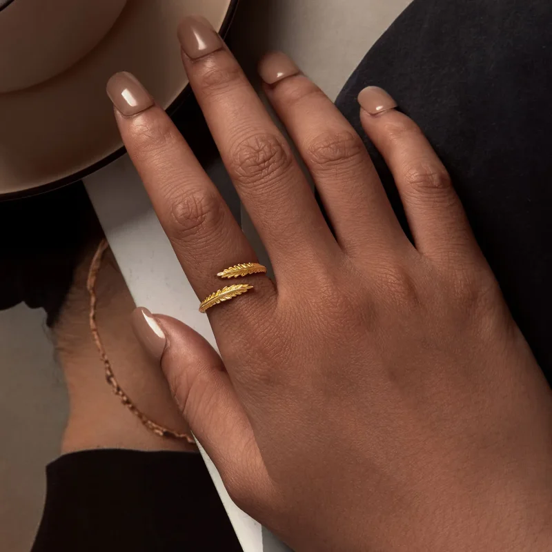 (image for) Pandora Style Leaves Open Ring - BSR485-E - View 5