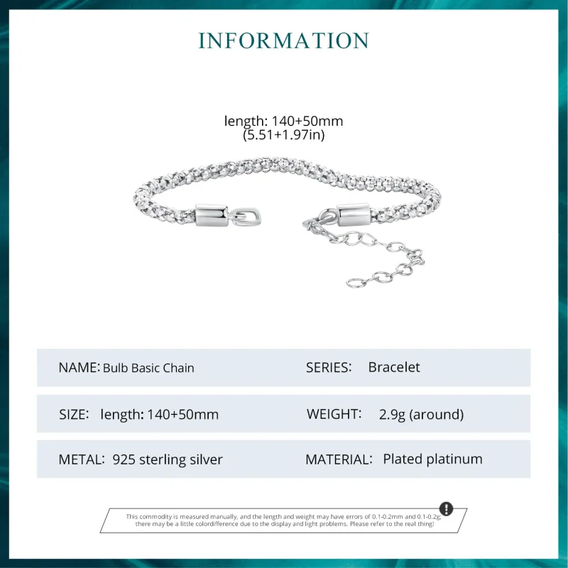 (image for) Pandora Style Light Bulb Chain Chain Bracelet - BSB149 - View 6