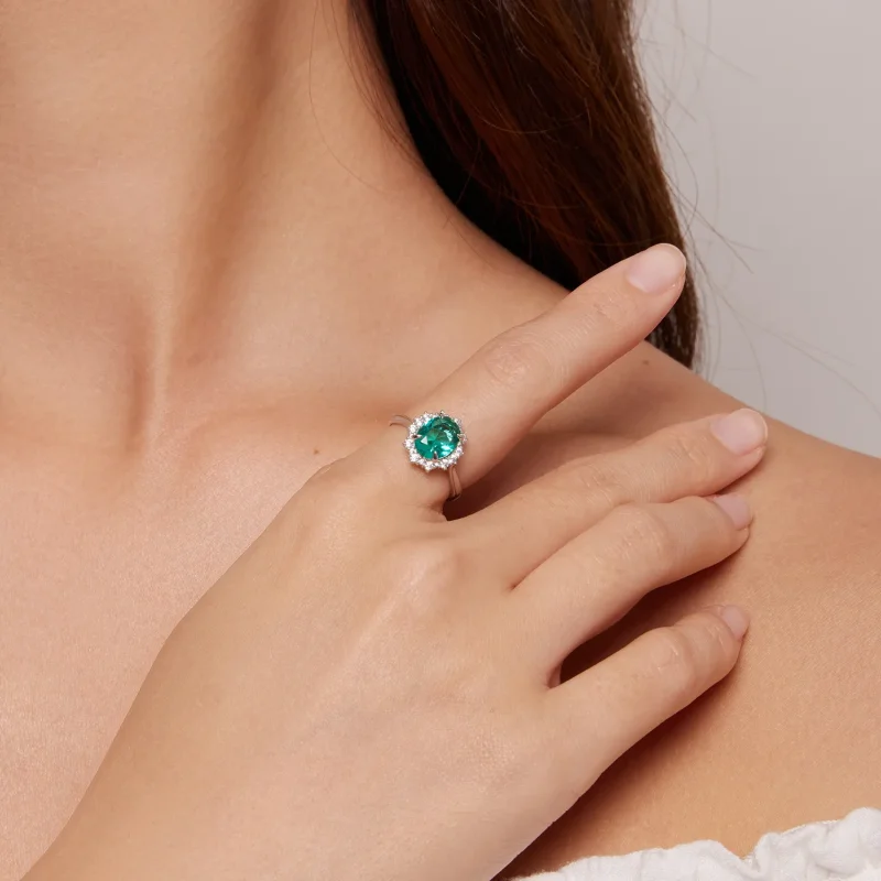 (image for) Pandora Style Light Green Wave Ring - BSR448 - View 4