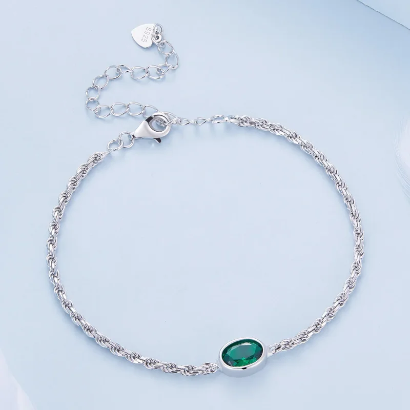 (image for) Pandora Style Light Luxury Green Zirconia Chopard Bracelet - BSB116 - View 3