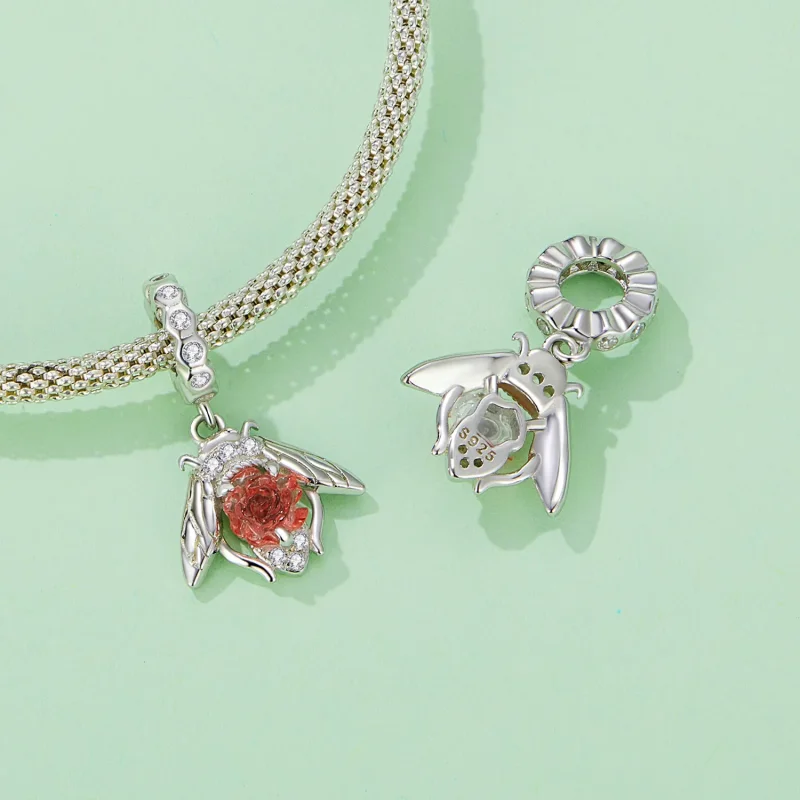 (image for) Pandora Style Light Sensitive Bee Rose Dangle - SCC2598 - View 5