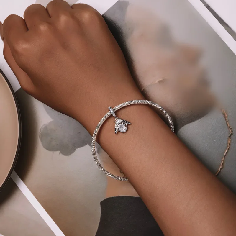 (image for) Pandora Style Light Sensitive Bee Rose Dangle - SCC2598 - View 7