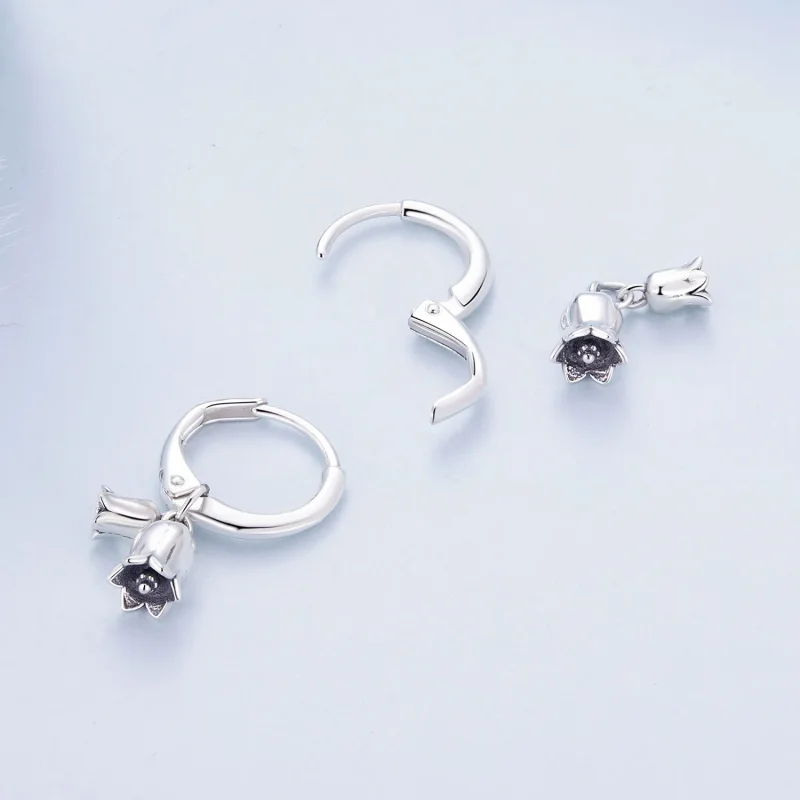 (image for) Pandora Style Lily of The Valley Hoop Earrings - BSE909 - View 4