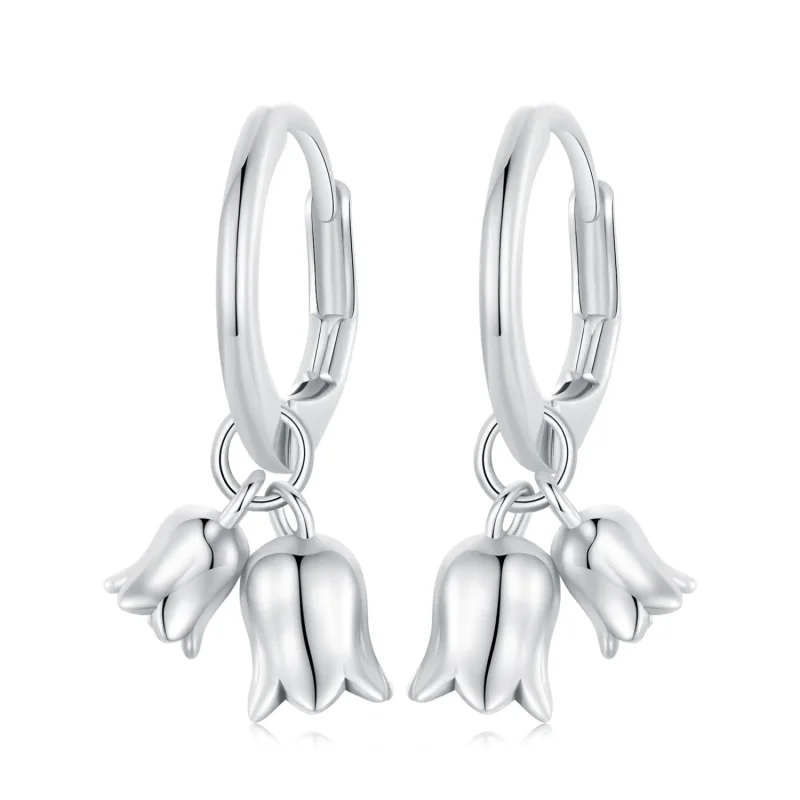 (image for) Pandora Style Lily of The Valley Hoop Earrings - BSE909 - Product Image