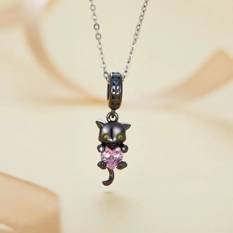 (image for) Pandora Style Little Black Cat Dangle - BSC800 - View 3