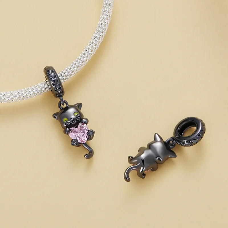 (image for) Pandora Style Little Black Cat Dangle - BSC800 - View 4