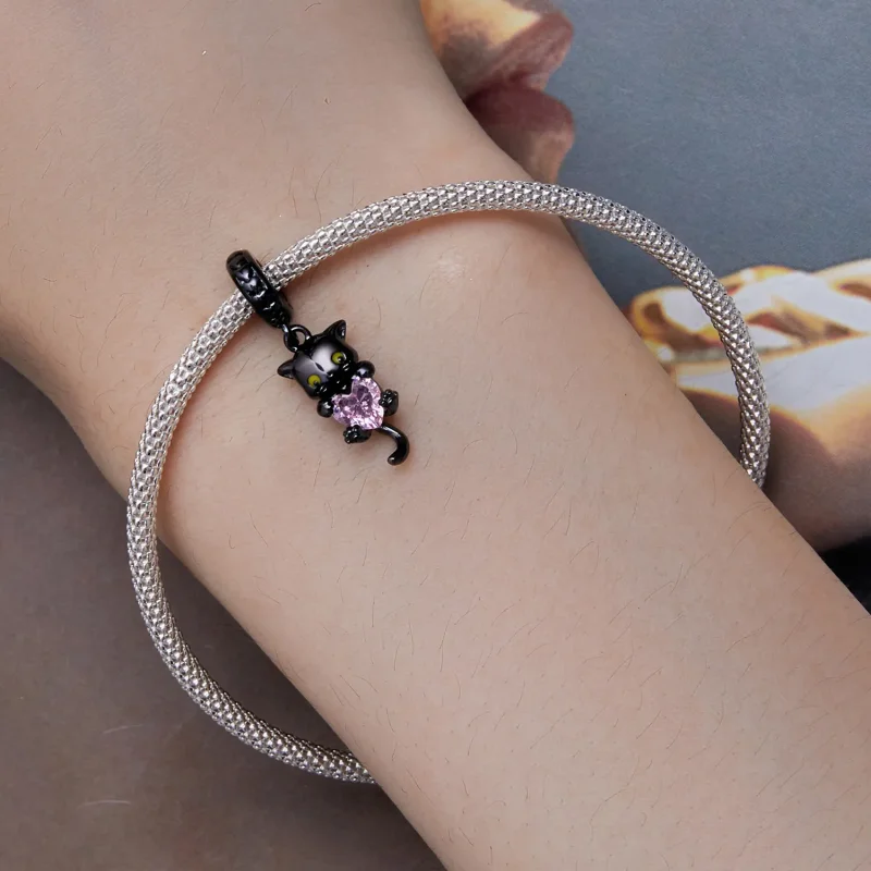 (image for) Pandora Style Little Black Cat Dangle - BSC800 - View 5