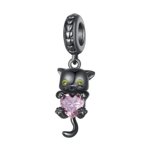 (image for) Pandora Style Little Black Cat Dangle - BSC800