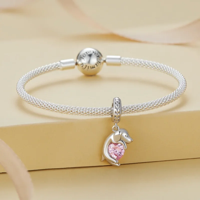 (image for) Pandora Style Little Golden Retriever Dangle - BSC799 - View 2