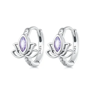(image for) Pandora Style Lotus Hoop Earrings - SCE1648