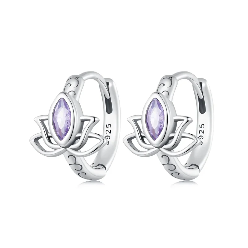(image for) Pandora Style Lotus Hoop Earrings - SCE1648 - Product Image