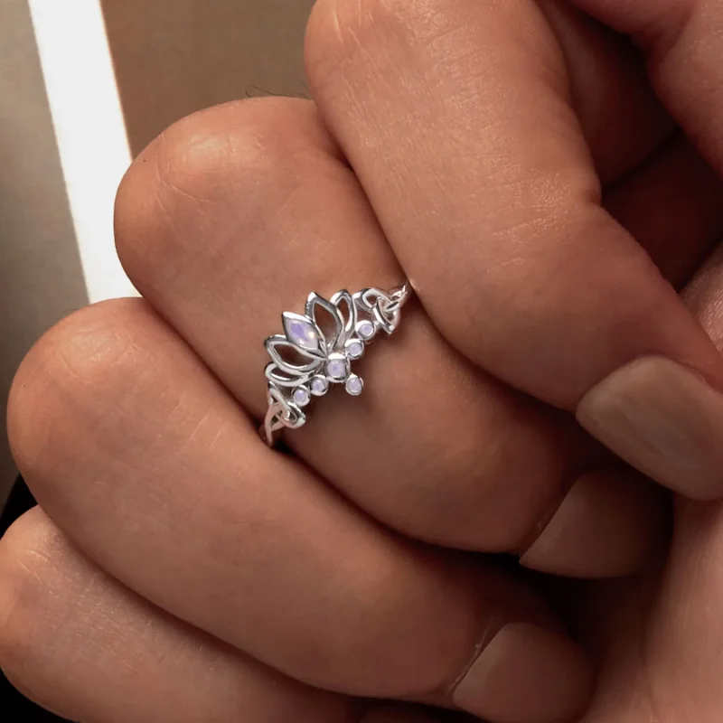 (image for) Pandora Style Lotus Ring - BSR487 - View 6