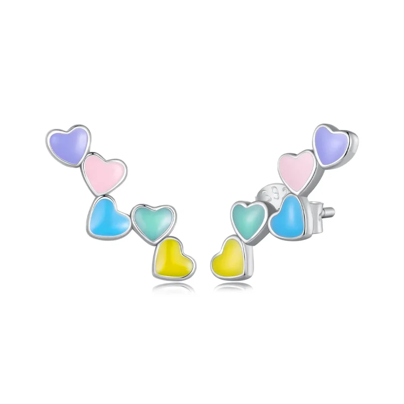 (image for) Pandora Style Love Colorful Studs Earrings - SCE1638 - Product Image