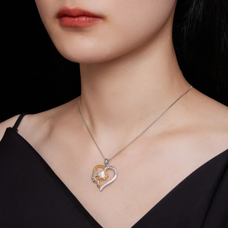 (image for) Pandora Style Love Moissanite Necklace (One Certificate) - MSN012 - View 7