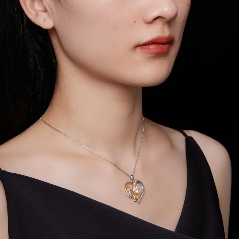 (image for) Pandora Style Love Moissanite Necklace (One Certificate) - MSN012 - View 8