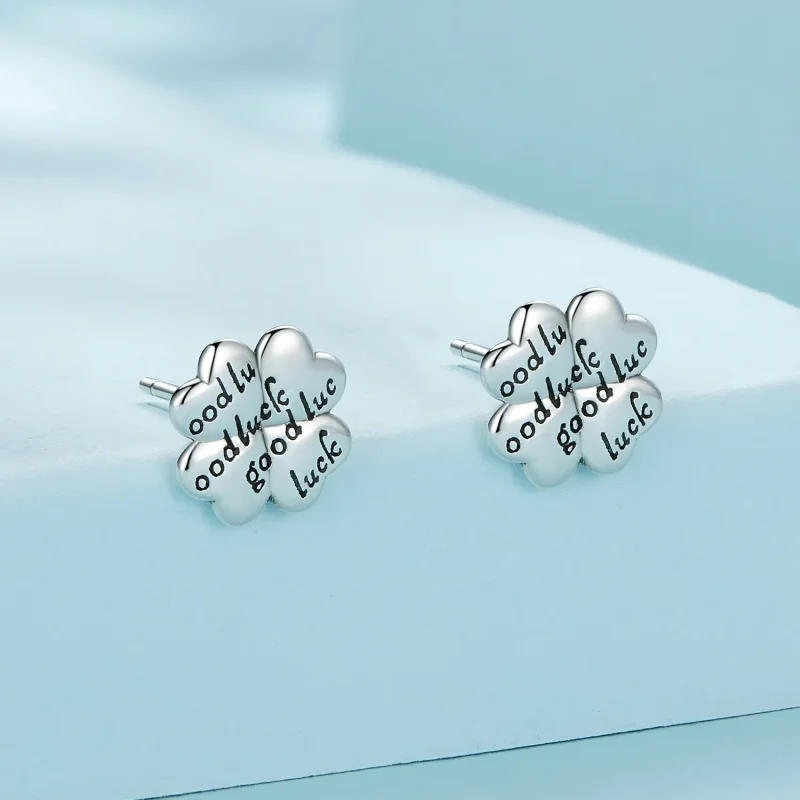 (image for) Pandora Style Lucky Clover Studs Earrings - SCE1635 - View 2