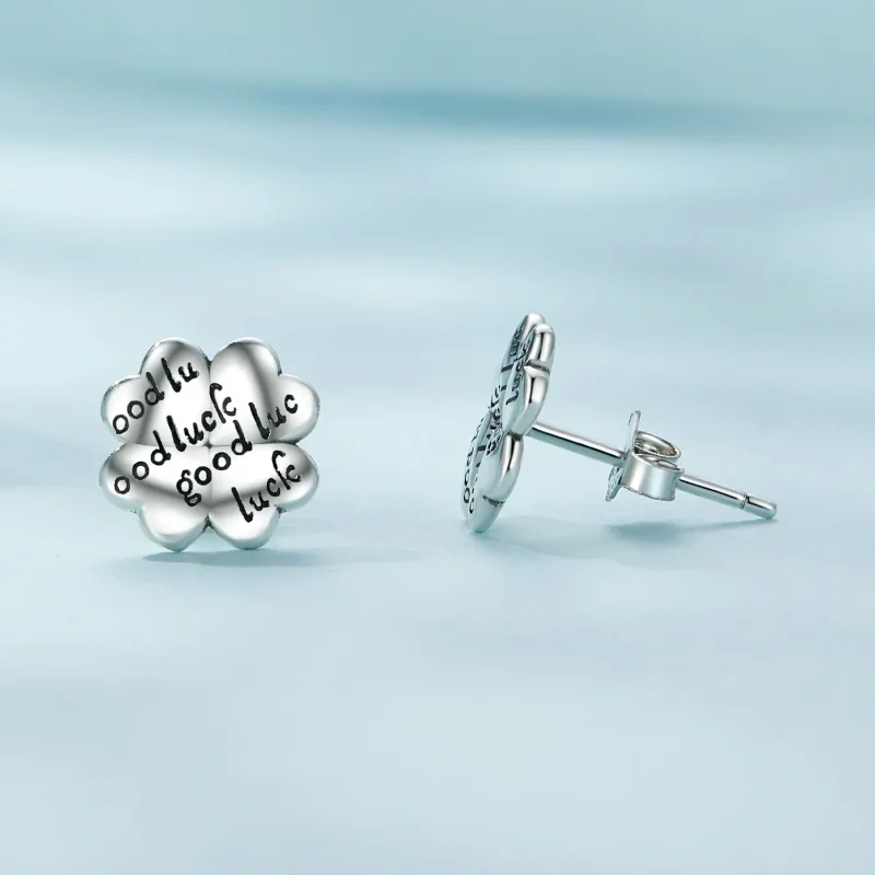(image for) Pandora Style Lucky Clover Studs Earrings - SCE1635 - View 4