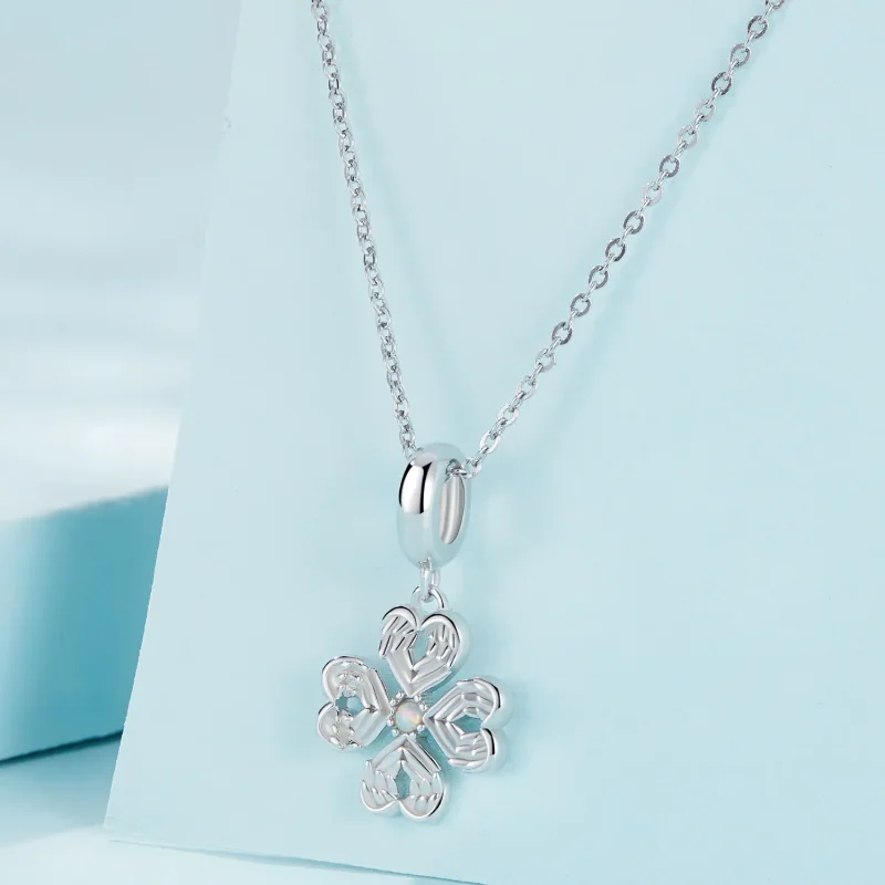 (image for) Pandora Style Lucky Four Leaf Clover Dangle - SCC2484 - View 2