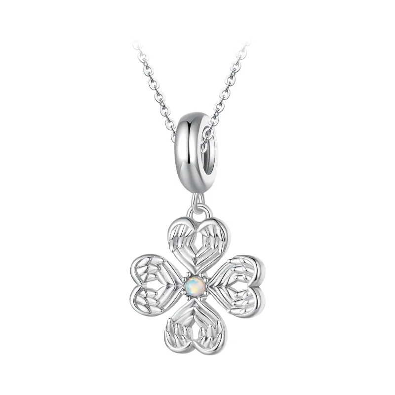 (image for) Pandora Style Lucky Four Leaf Clover Dangle - SCC2484 - View 6