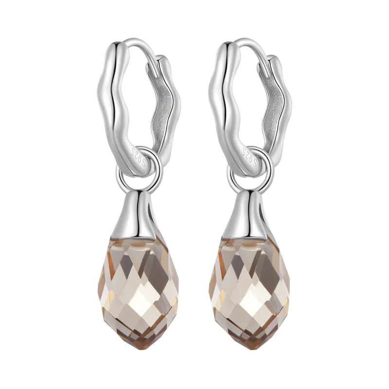 (image for) Pandora Style Luxurious Water Drop Hoop Earrings - BSE814 - Product Image