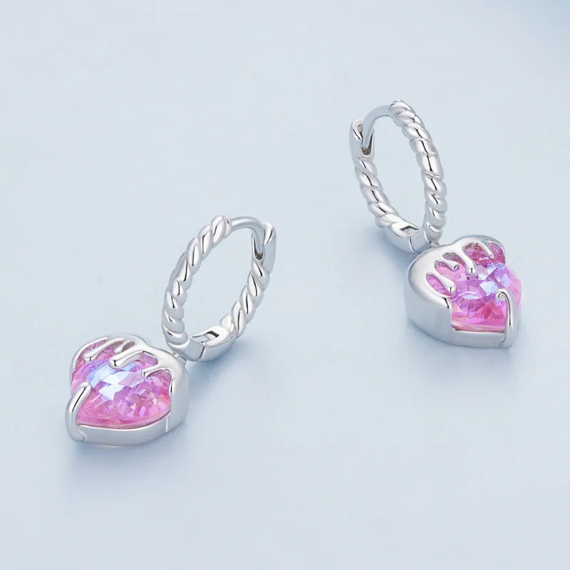(image for) Pandora Style Melting Heart Hoop Earrings - BSE833 - View 3