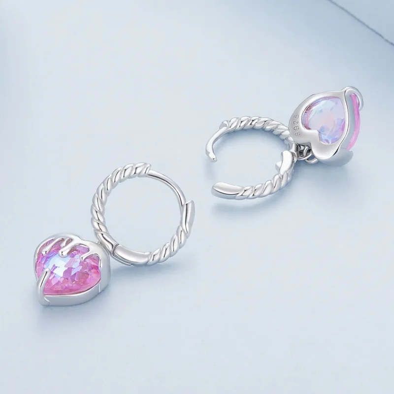 (image for) Pandora Style Melting Heart Hoop Earrings - BSE833 - View 4
