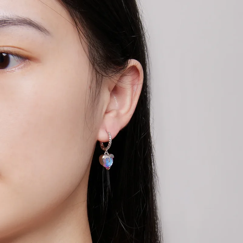 (image for) Pandora Style Melting Heart Hoop Earrings - BSE833 - View 6