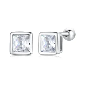 (image for) Pandora-style Mini Princess Zirconia Stud Earrings - BSE885-S